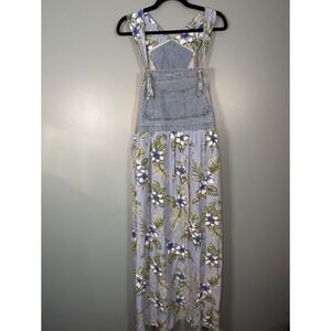 J Marco Women's Denim Floral Print Jumper Dress Pinafore Skirt Blue Small